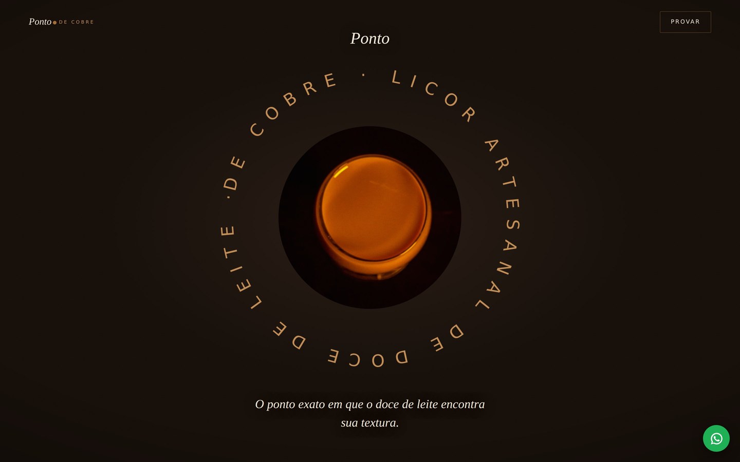 Site do Ponto de Cobre — licor artesanal de doce de leite